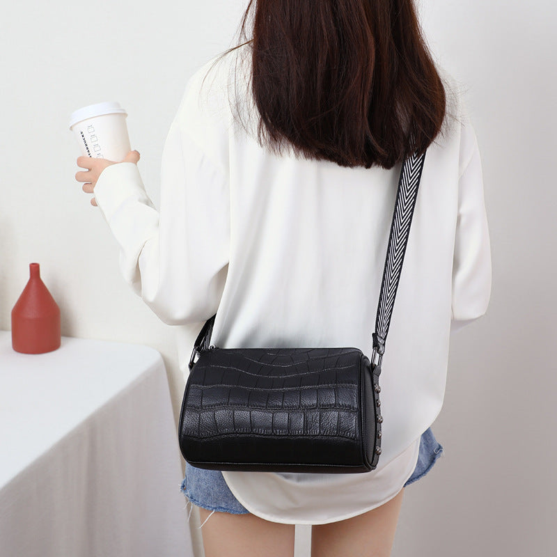 Leather Shoulder Wide Strap Casual Messenger Bag